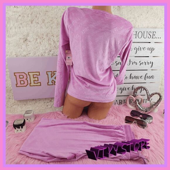 NWT {Juicy Couture} 2 Pieces Lavender Velour Pajama Pants & Pullover Large NWT - Picture 2 of 10